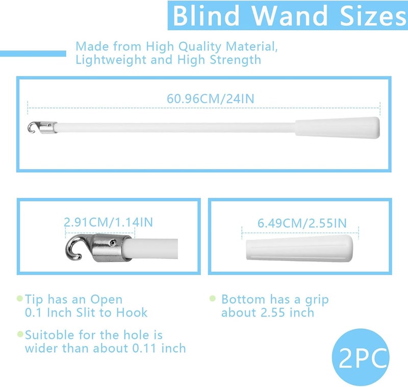 Abvsdu 2 PCS 24 Inch Blind Wand, Blind Wand Replacement with Hook, Vertical Blinds Replacement Parts Blinds Stick with Hook for Window - Image 2